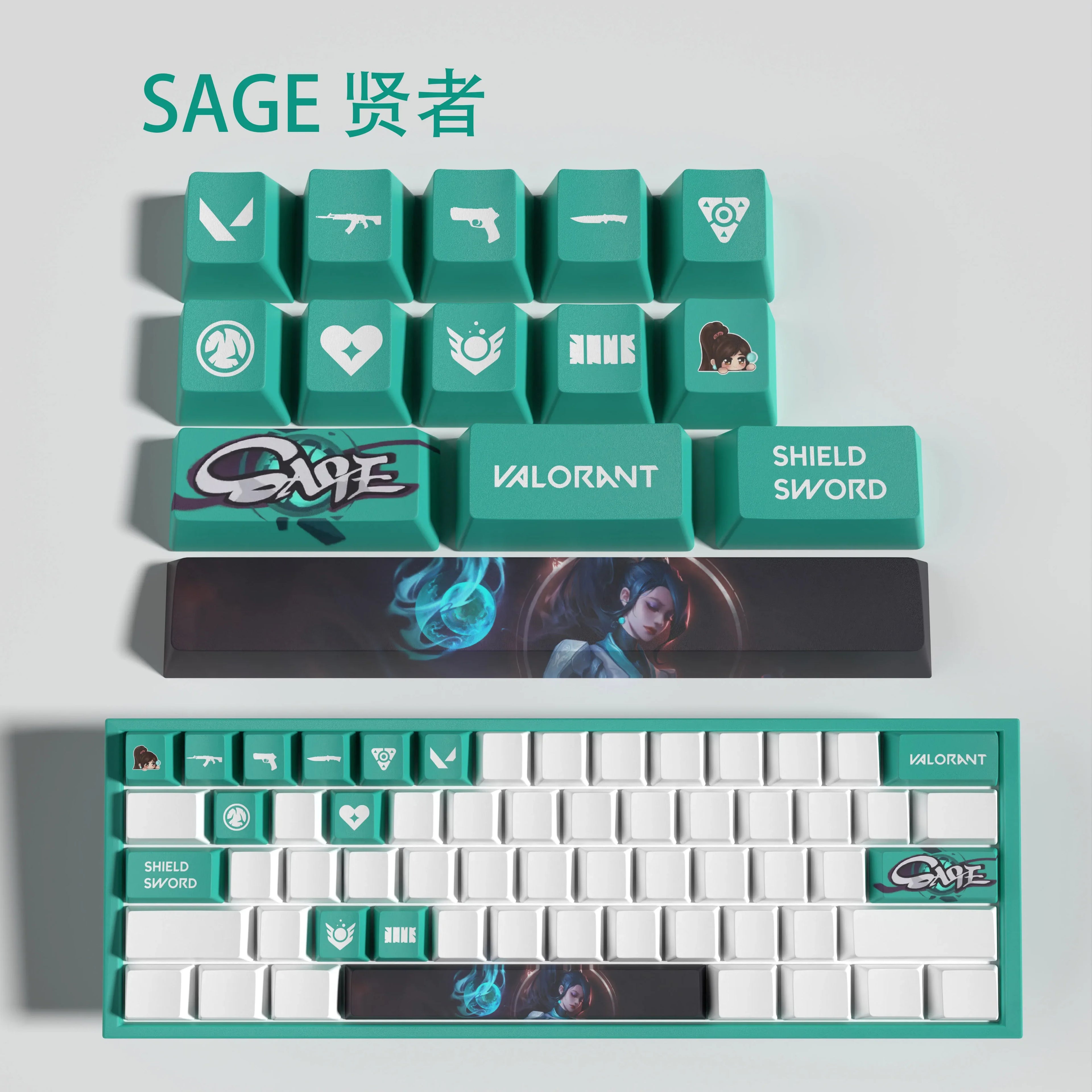 cypher New design Valorant keycaps  OEM Profile 14keys MINI SET PBT dye sub keycaps