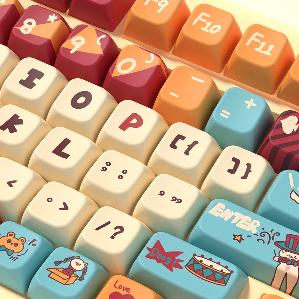 Cat circus troup Theme Keycaps MDA Profile Personalized Keycap For Mechanical Keyboard with 7U and ISO key cap