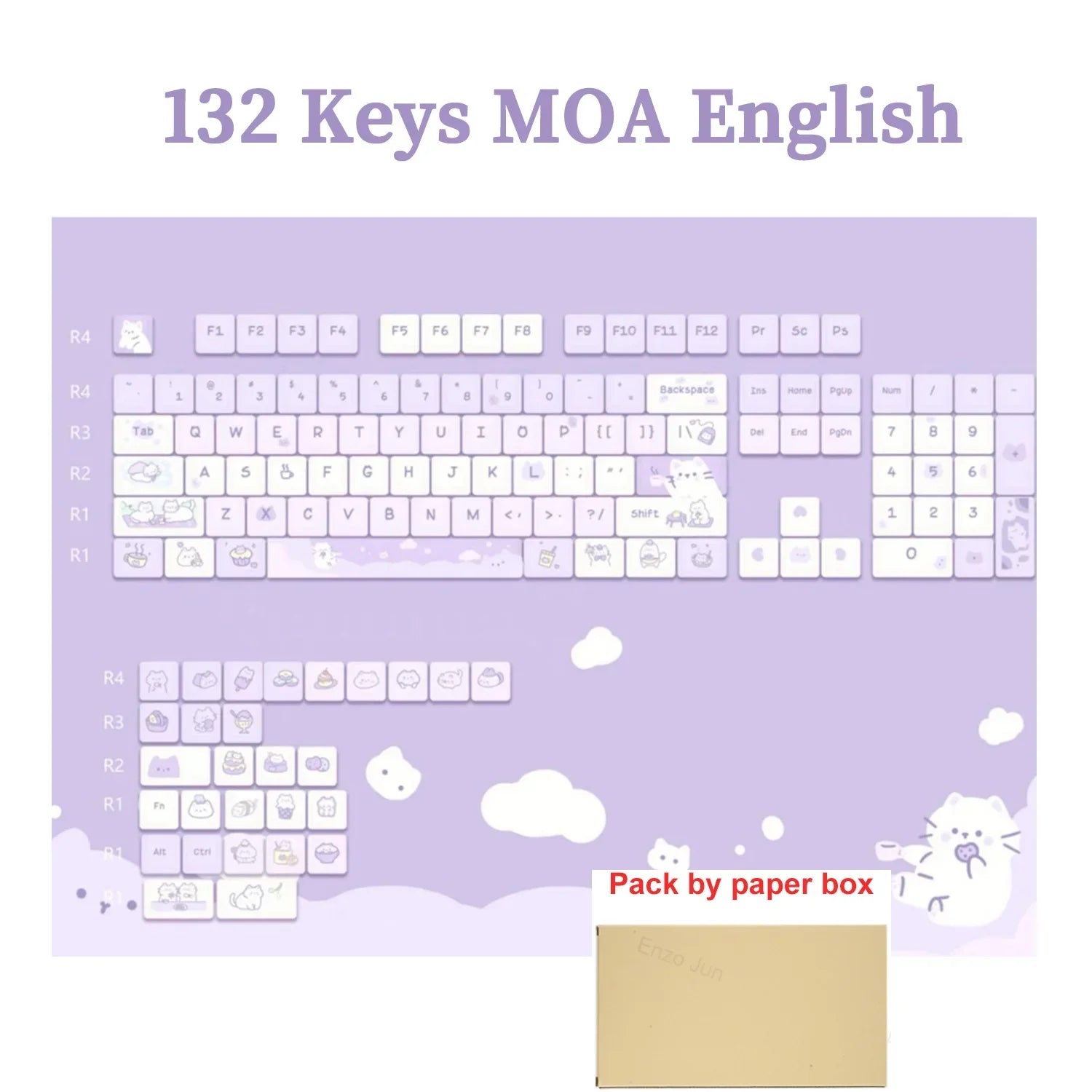 95/132 Keys Cute Cartoon Animals Theme Keycaps MAO Profile DIY PBT Dye Sublimation Key Caps for Mechanical Keyboard MX Switch
