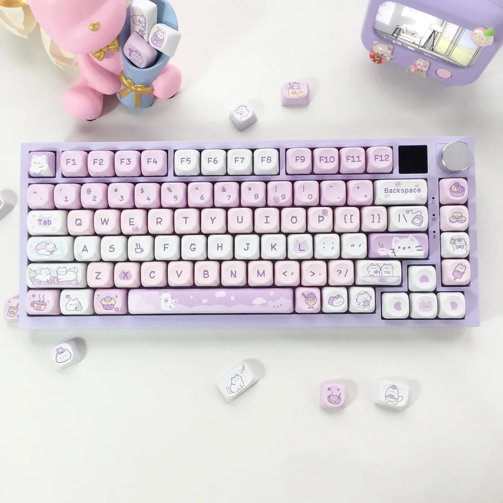 95 Keys artoon Cute Puppy Cat Kitty Keycaps GMK PBT Keycap MOA Profile Dye Sublimation For  DIY Mechanical Keyboard Girls Gift