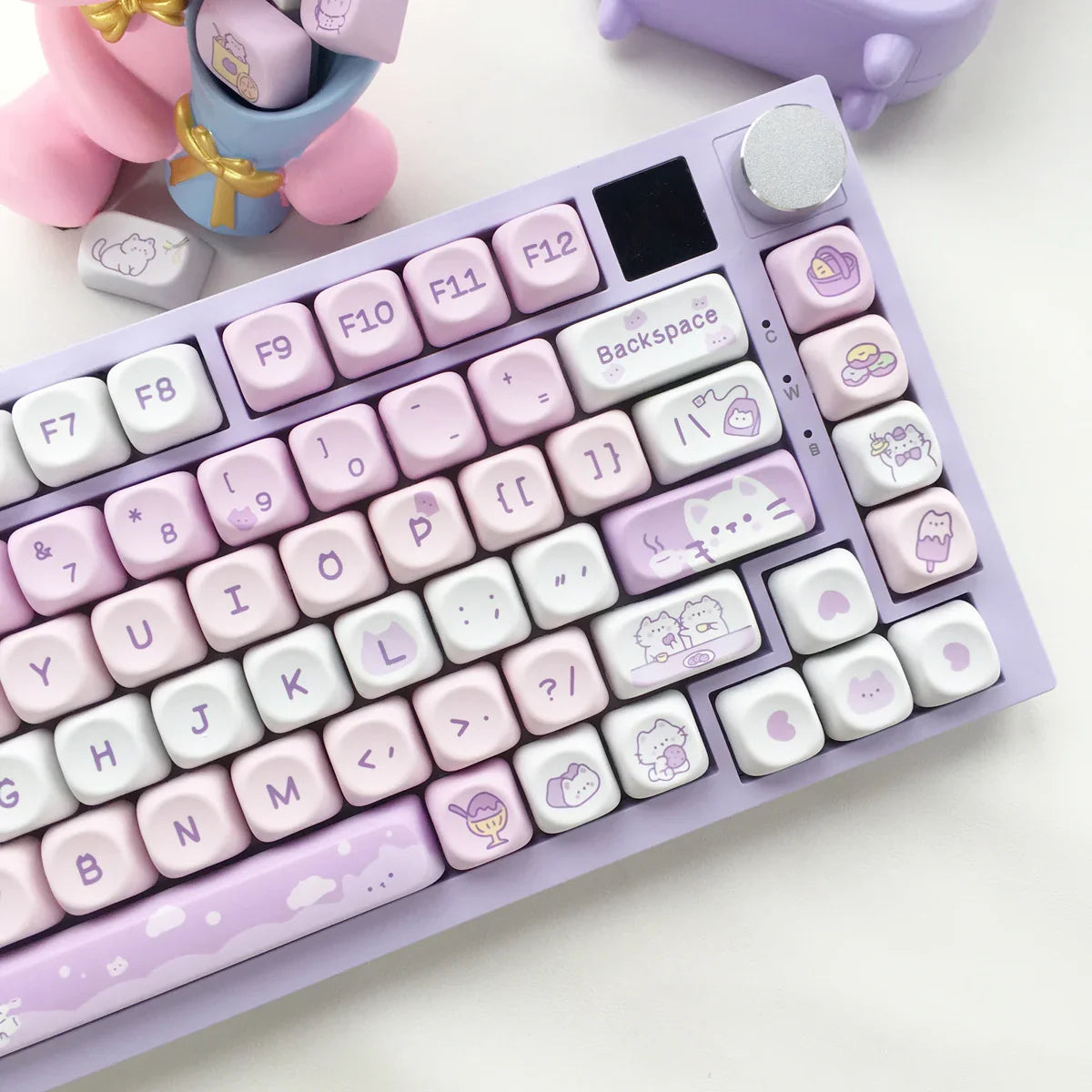 95Keys Cute Keycaps MOA Profile Cat Theme PBT Key Caps Pink Blue Puppy keycap for GK61 RK836 MX Switches Mechanical Keyboard