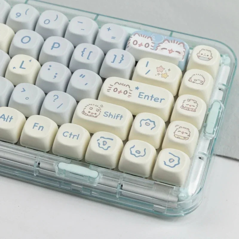 144 Keys Meow MOA Height Key Cap MAC Cute Meow Square Thermal Sublimation Mechanical Keyboard Keycaps Keyboard Accessories