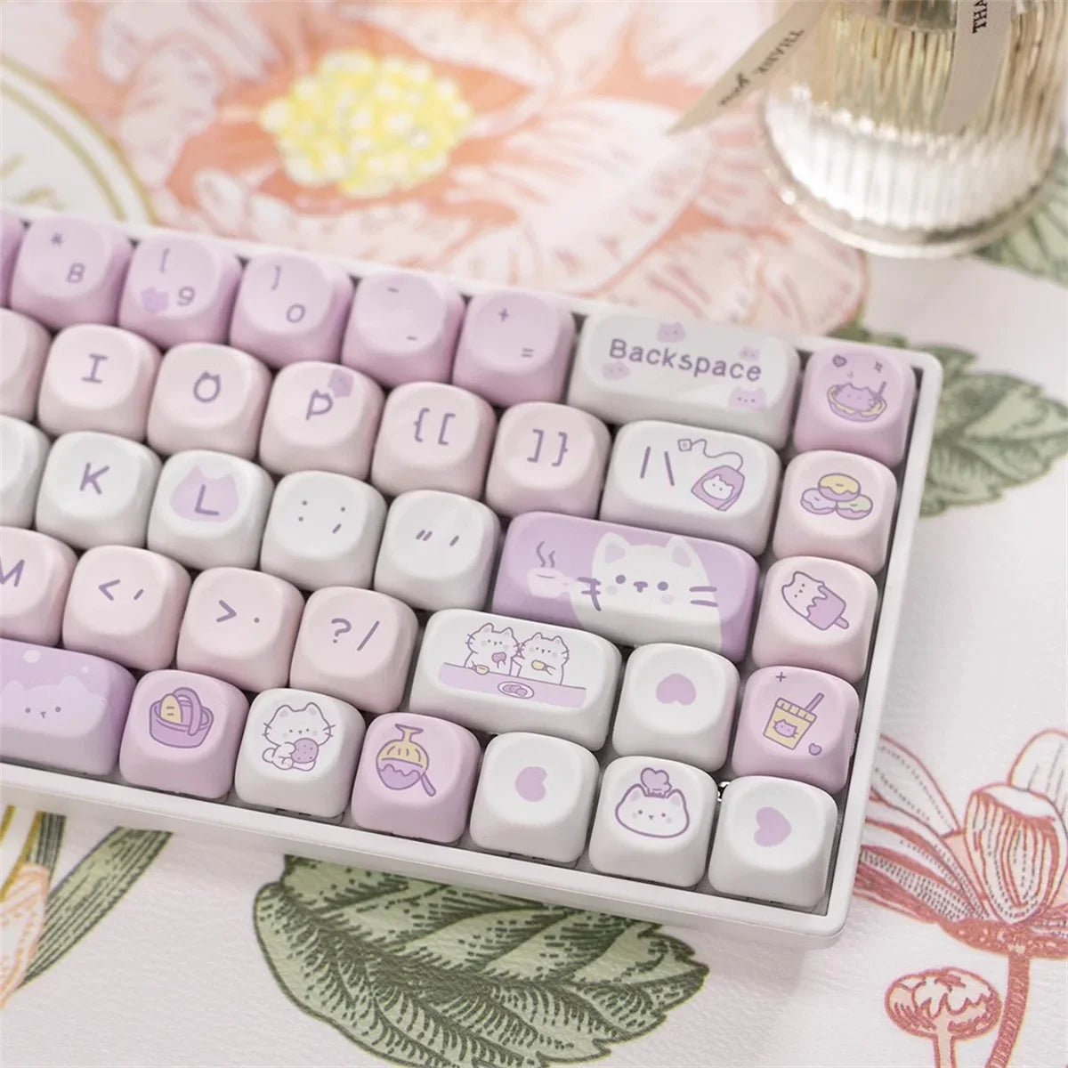 95/132 Keys Cartoon Keycaps PBT Hakimi Dog Cats Keycap MOA Profile Dye-Subbed Keycap For Mechanical Keyboard Key caps Girls Gift