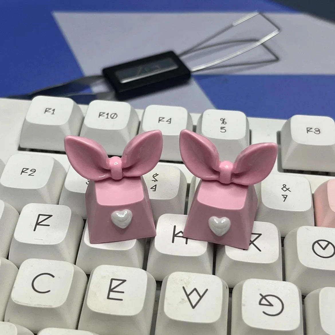 DIY Custom Bow Keycap with Transparent R4 Cross Axis Gaming Pink Mechanical Keyboard Keycaps Keyboard Decoration