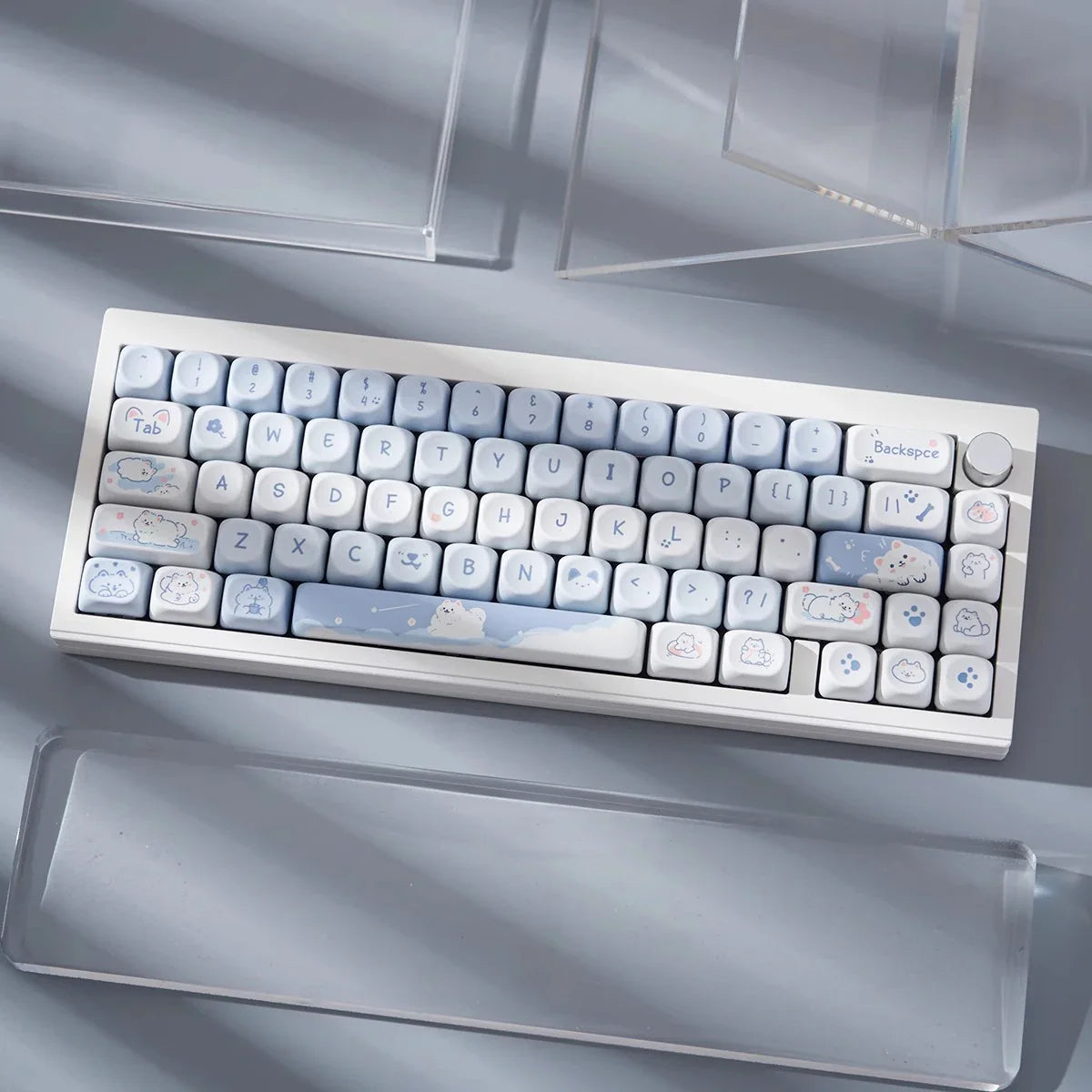 95Keys Cute Keycaps MOA Profile Cat Theme PBT Key Caps Pink Blue Puppy keycap for GK61 RK836 MX Switches Mechanical Keyboard