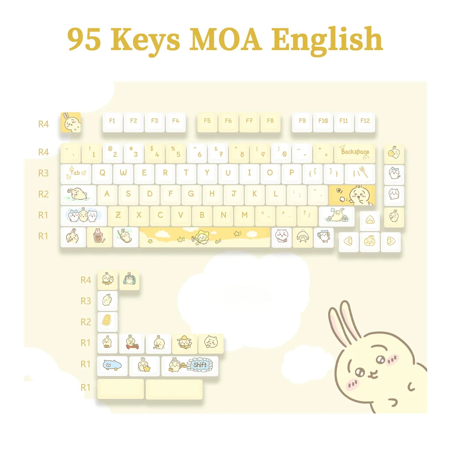 95 Keys/Set Key Caps Cartoon Puppy Cat Kitty MOA Profile PBT for DIY Custom Mechanical Gaming Keyboard Keycap Dye Sublimation