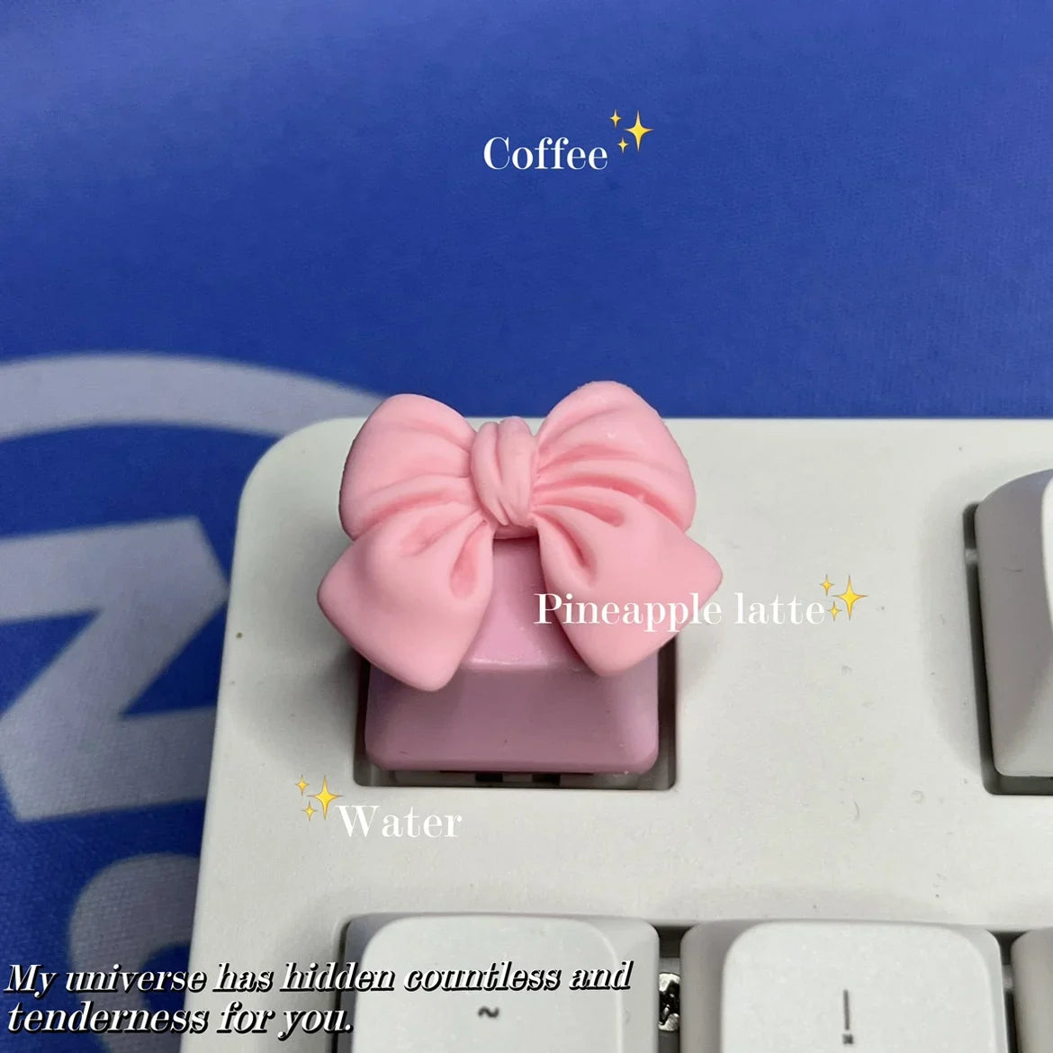 DIY Custom Bow Keycap with Transparent R4 Cross Axis Gaming Pink Mechanical Keyboard Keycaps Keyboard Decoration