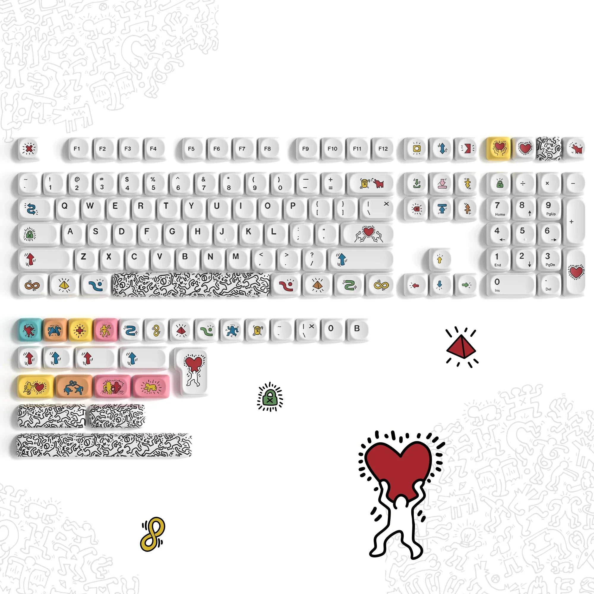 134 Keys Pink Cat  MOA Profile PBT Keycaps Customs Dye Sub Key caps for 61/87/104 Cherry MX Switch Gaming Mechanical Keyboard