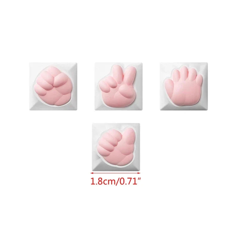 4pcs Cute and Style Cat Claw Keycaps 3D Keycaps OEM Profile Keys Caps for Mechanical Keyboards Keyboards Accessories