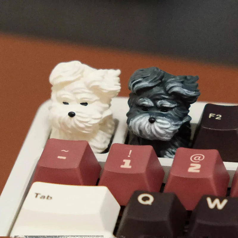Cute Scrawled Puppy Keycaps ABS Resin Personalized Handmade The Wind Blows The Puppy 1U Mechanical Keyboard Animal Keycap Gifts