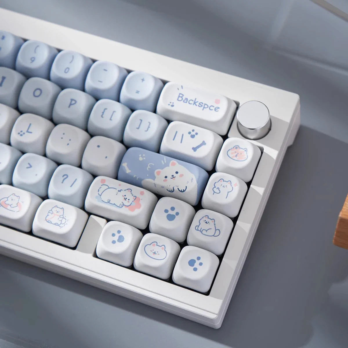 95Keys Cute Keycaps MOA Profile Cat Theme PBT Key Caps Pink Blue Puppy keycap for GK61 RK836 MX Switches Mechanical Keyboard