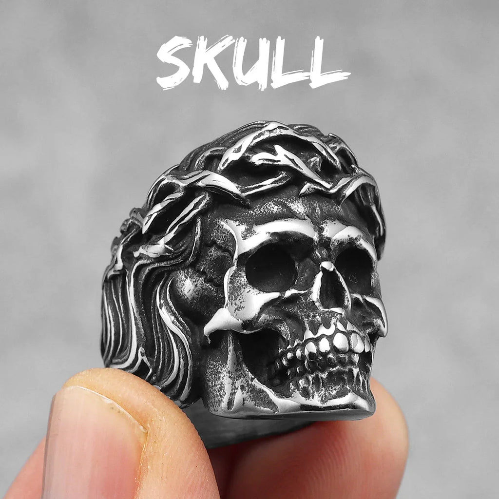 316L Stainless Steel Men Ring Christian Jesus Face Rings Religion Amulet Punk Rock for Male Biker Boyfriend Jewelry Best Gift