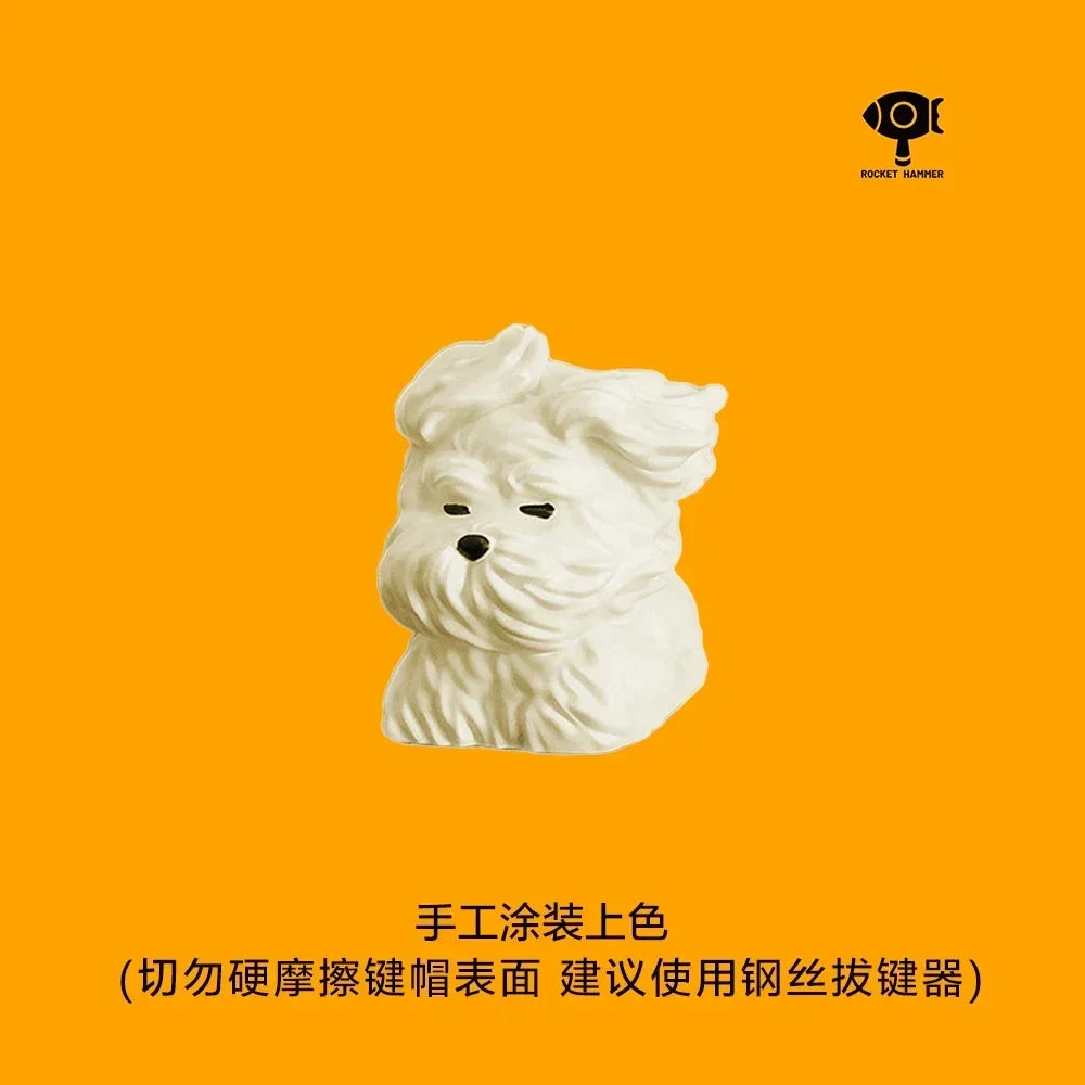 Cute Scrawled Puppy Keycaps ABS Resin Personalized Handmade The Wind Blows The Puppy 1U Mechanical Keyboard Animal Keycap Gifts