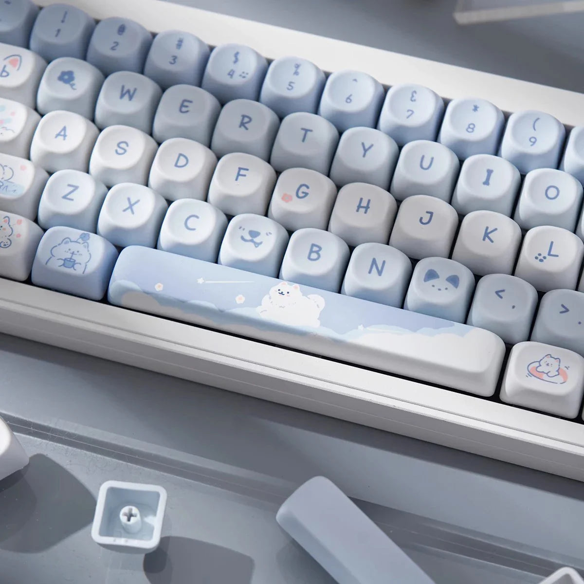 95 Keys artoon Cute Puppy Cat Kitty Keycaps GMK PBT Keycap MOA Profile Dye Sublimation For  DIY Mechanical Keyboard Girls Gift